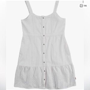 Levi Strauss Youth Girls White Eyelet Sleevelesss Button Up Dress Size XL